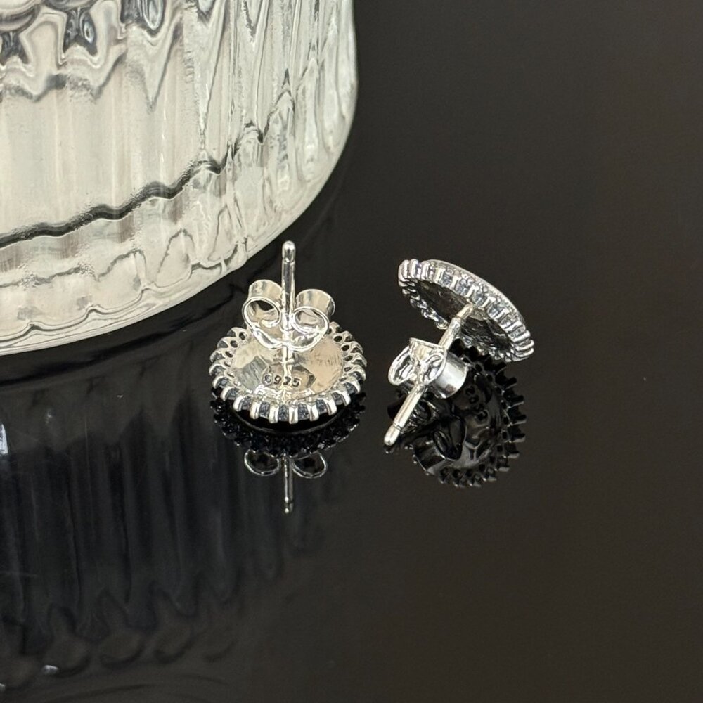 Florida Beach Bling Earrings S925 Sterling Silver Handmade Ear Stud - Picture 3 of 4